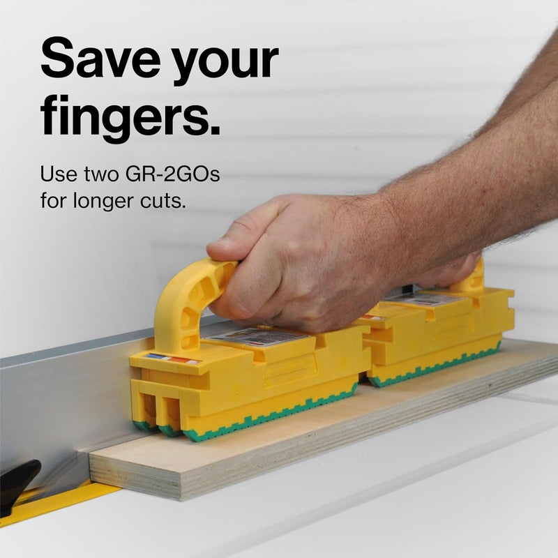 MICRO JIG GRR-RIPPER 2GO Push Block for Routers, Jointers, Band and Table Saws, Woodworking Tool, Extreme Grip, GR2-GO, Yellow/Green - Image 3